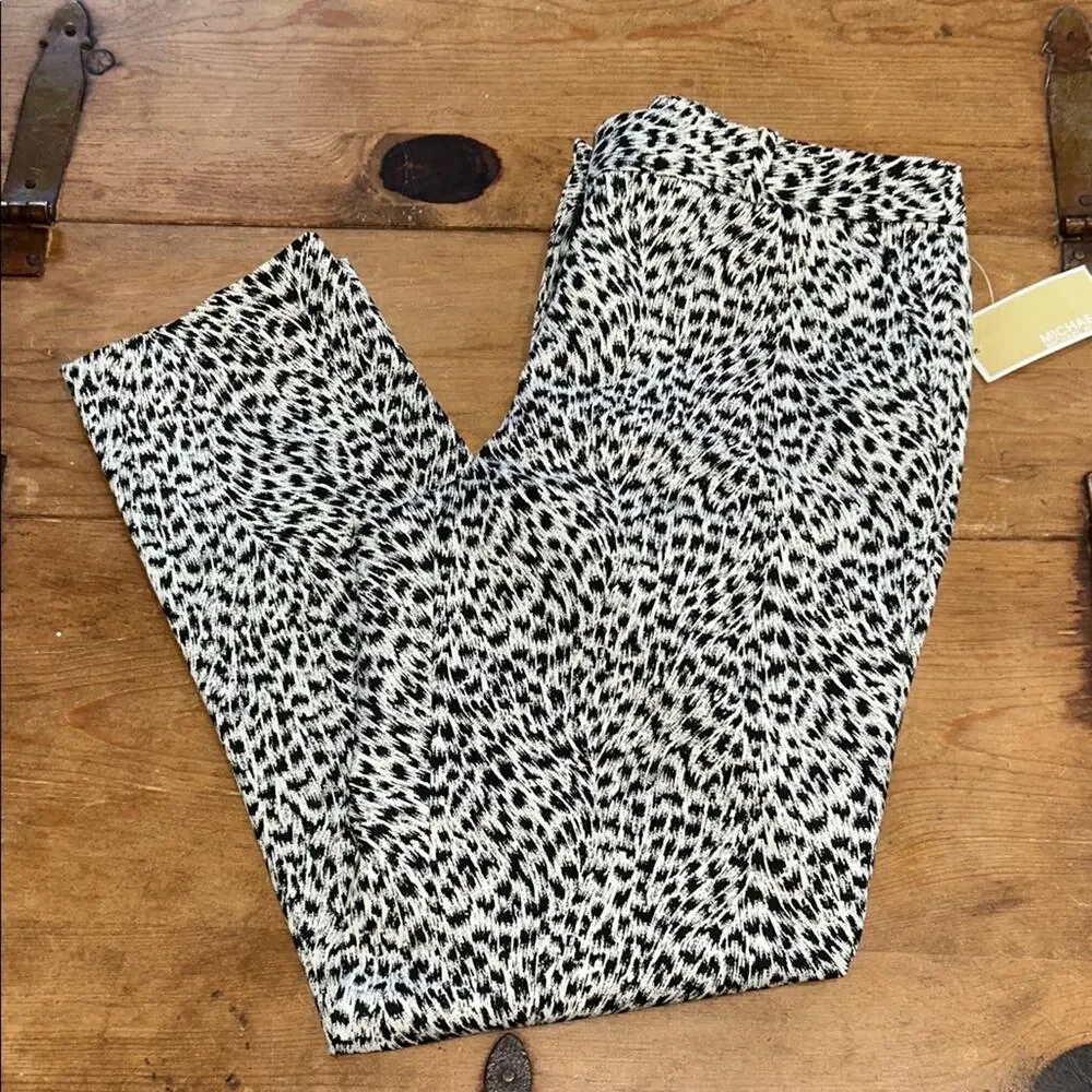Woman’s Michael Kors Miranda Jaguar Print Cotton Pants Black and White Size 12